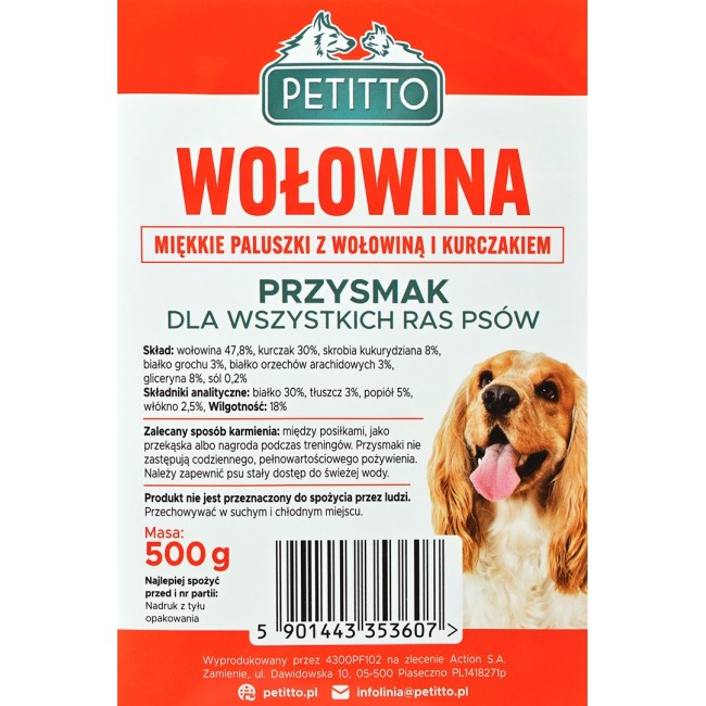 PETITTO Soft beef sticks - dog treat - 500g PETITTO Soft beef sticks - dog treat - 500g