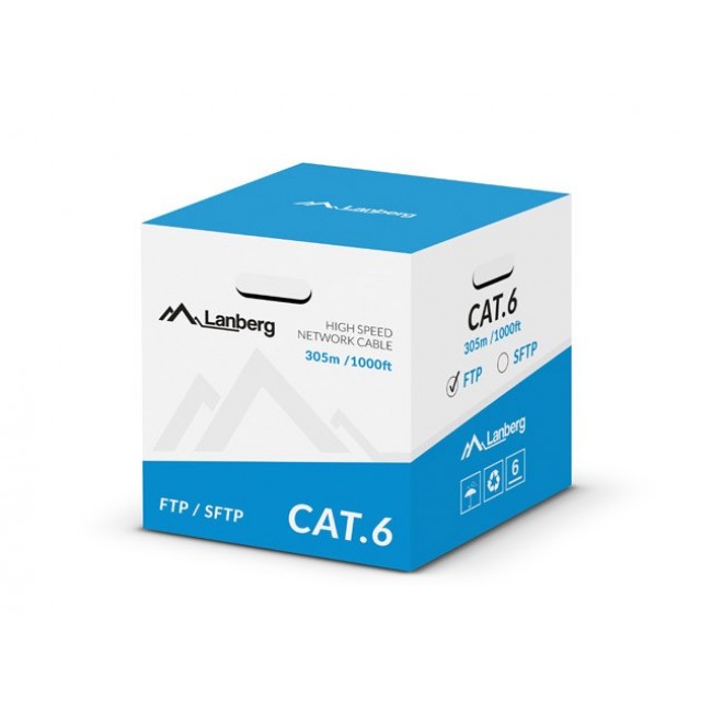 Lanberg LCS6-11CU-0305-S networking cable Grey 305 m Cat6 SF/UTP (S-FTP) Lanberg LCS6-11CU-0305-S networking cable Grey 305 m Cat6 SF/UTP (S-FTP)