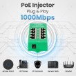 Extralink Gigabit PoE Injector 4 Portowy Active, 4 ports Gigabit 802.3at/af, Mode A
