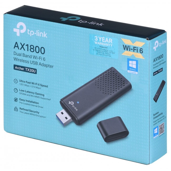 TP-Link Archer AX1800 Dual Band Wi-Fi 6 Wireless USB Adapter TP-Link Archer AX1800 Dual Band Wi-Fi 6 Wireless USB Adapter