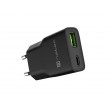 NATEC RIBERA GAN SLIM MAINS CHARGER 1 USB-A + 1 USB-C 20W BLACK