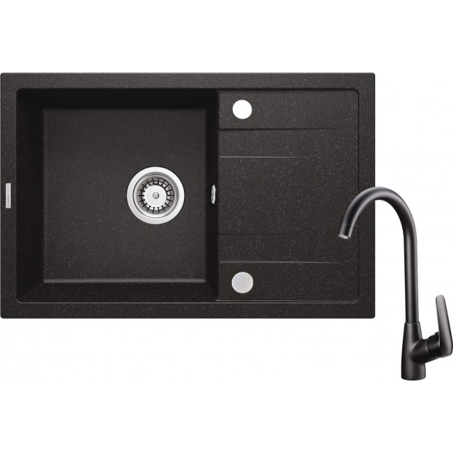 Granite sink with 1-bowl faucet with drainer