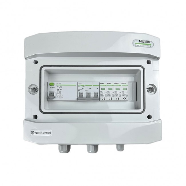 Switchgear attached AC Hermetic IP65 Surge Arrester Noark Type 2, 50A 3-F, RCD Type A 63A/300mA