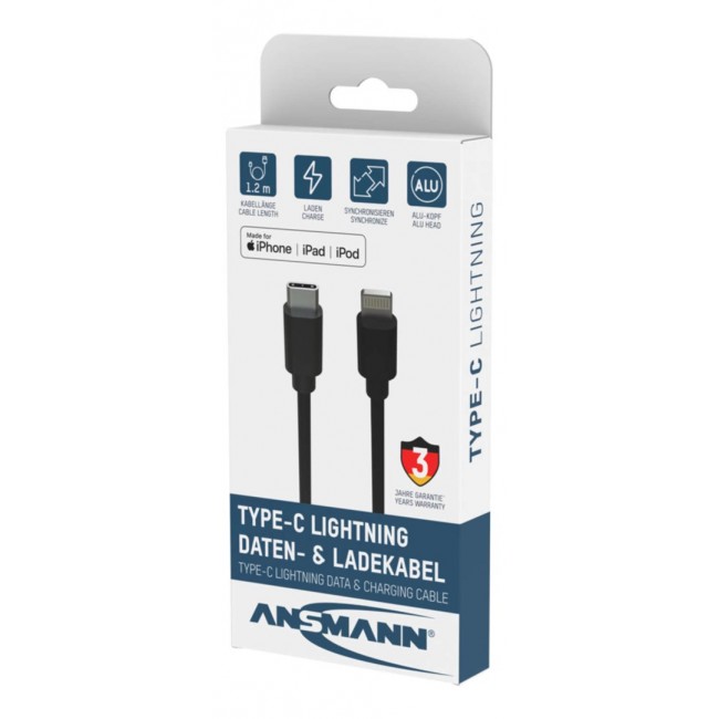 Ansmann 1700-0106 mobile phone cable Black 0.12 m USB C Lightning Ansmann 1700-0106 mobile phone cable Black 0.12 m USB C Lightning