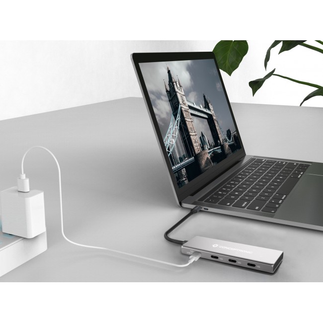 Conceptronic HUBBIES16G interface hub USB 3.2 Gen 2 (3.1 Gen 2) Type-C 10000 Mbit/s Grey