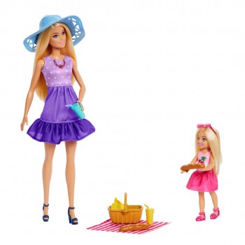 Barbie Family & Friends Dolls & Accessories, Picnic-Themed Playset with 2 Dolls & 9 Pieces
