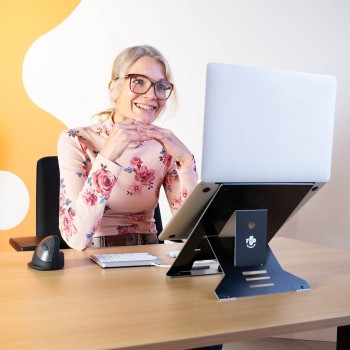 R-Go Tools Laptop stand R-Go Riser Document, ergonomic, foldable and adjustable stand with document holder, black