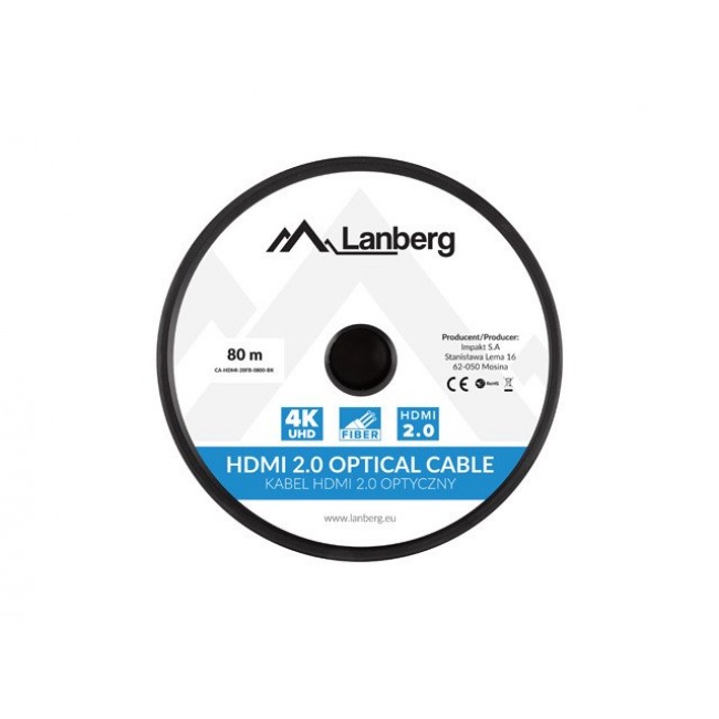 Lanberg CA-HDMI-20FB-0800-BK HDMI cable 80 m HDMI Type A (Standard) Black, Silver Lanberg CA-HDMI-20FB-0800-BK HDMI cable 80 m HDMI Type A (Standard) Black, Silver