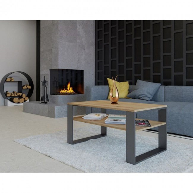 MODERN 1P ARTISAN COFFEE TABLE WITH ANTHRACITE LEG
