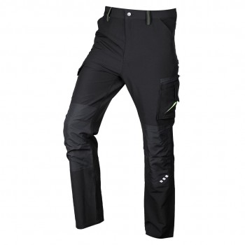 Mix&Match work trousers, 4-way stretch, black-green, size M