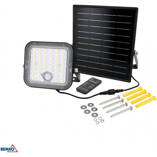 NA WIETLACZ SOLARNY LED BEMKO SOLPAR 10W 1500LM 3000/4000K IP65 CZARNY CZ. PIR