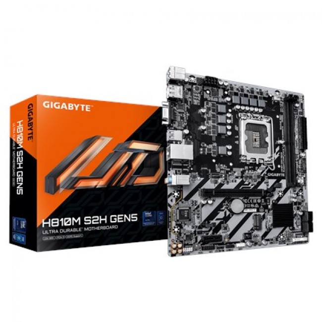 GIGABYTE H810M S2H GEN5 Motherboard - Intel Core Ultra (Series 2) CPUs, 4+1+2 Phases VRM, up to 6400MHz DDR5, 1xPCIe 4.0 M.2, 1GbE LAN, USB 3.2 Gen 1 GIGABYTE H810M S2H GEN5 Motherboard - Intel Core Ultra (Series 2) CPUs, 4+1+2 Phases VRM, up to 6400MHz DDR5, 1xPCIe 4.0 M.2, 1GbE LAN, USB 3.2 Gen 1
