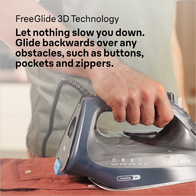 Braun TexStyle 9 0127409002 iron Steam iron EloxalPlus soleplate 3200 W Dark Blue