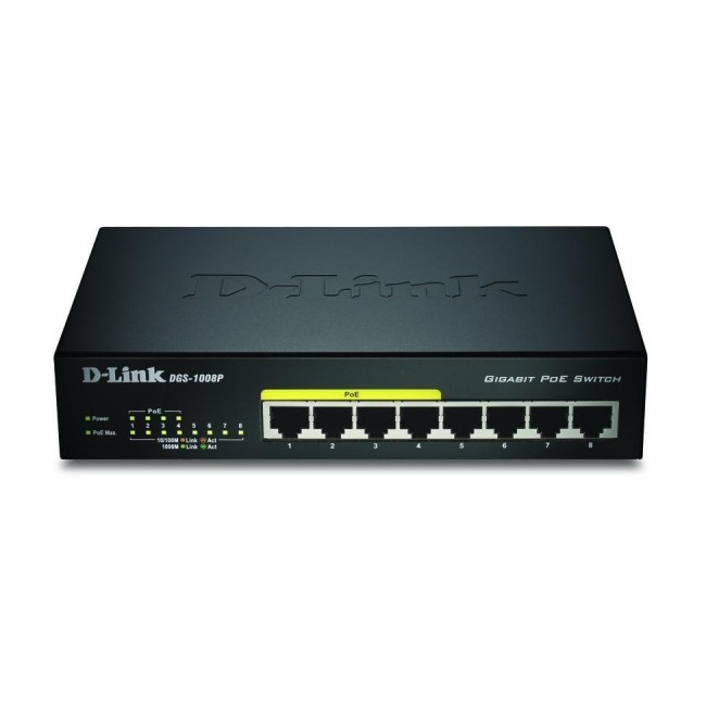 D-Link 8-Port Gigabit PoE Unmanaged Desktop Switch D-Link 8-Port Gigabit PoE Unmanaged Desktop Switch