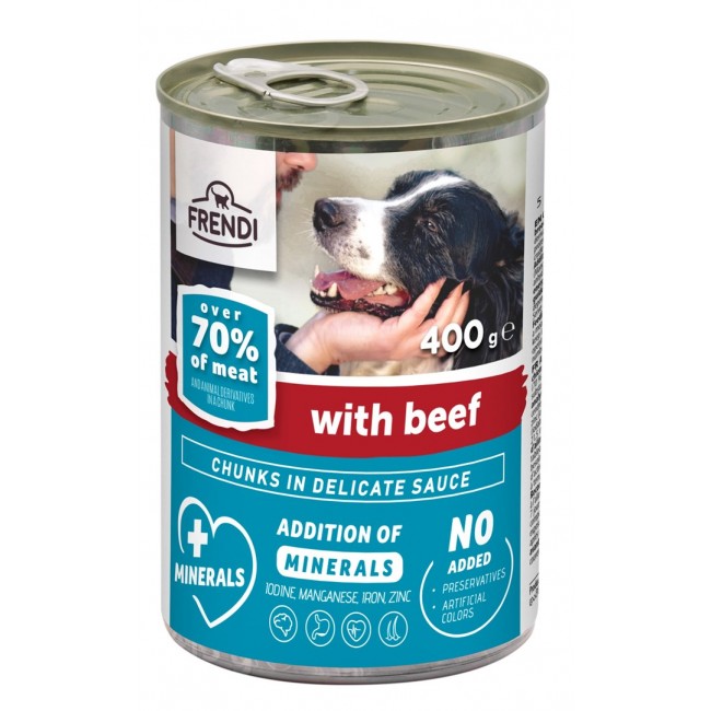 FRENDI with Beef chunks in delicate sauce - wet dog food - 400g FRENDI with Beef chunks in delicate sauce - wet dog food - 400g