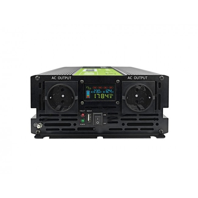 Green Cell PowerInverter LCD 12V to 230V 2000W/40000W car inverter with LCD display - pure sine wave