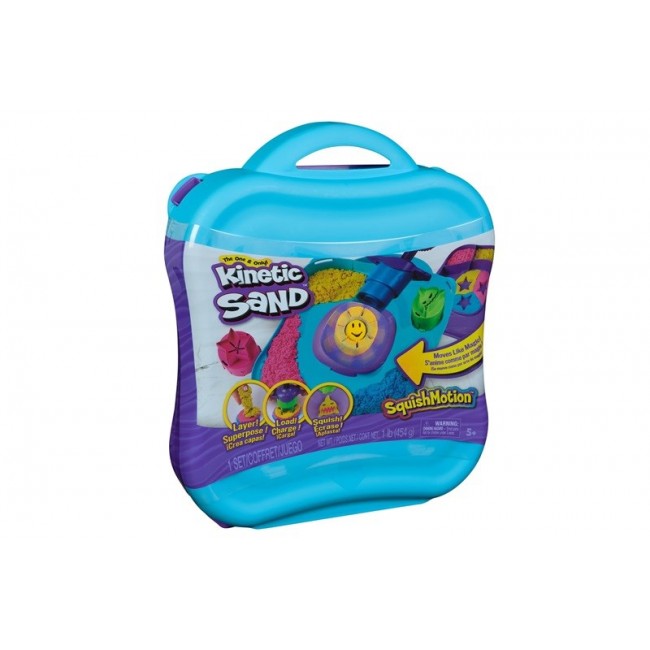 Kinetic Sand , SquishMotion with 1lb Pink, Yellow & Blue Play Sand, Stamper & 5 Tools, Storage Case, Sensory Toys for Kids Ages 5 and up Kinetic Sand , SquishMotion with 1lb Pink, Yellow & Blue Play Sand, Stamper & 5 Tools, Storage Case, Sensory Toys for Kids Ages 5 and up