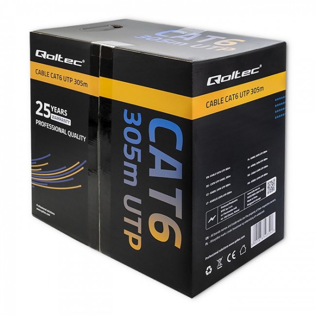 Qoltec 50359 UTP network cable| CAT6 | 305m | PVC grey Qoltec 50359 UTP network cable| CAT6 | 305m | PVC grey