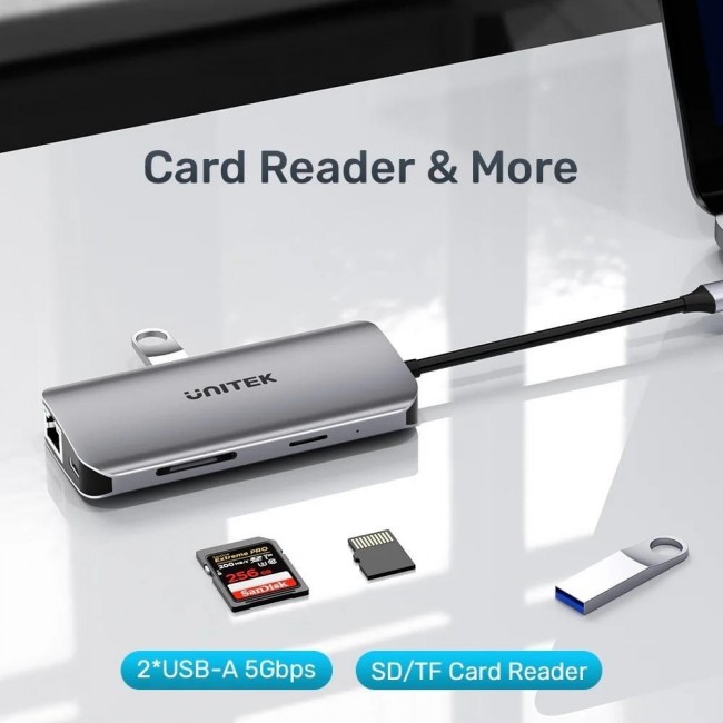 UNITEK ACTIVE HUB USB-C 2X HDMI 4K, RJ45, PD 100W UNITEK ACTIVE HUB USB-C 2X HDMI 4K, RJ45, PD 100W