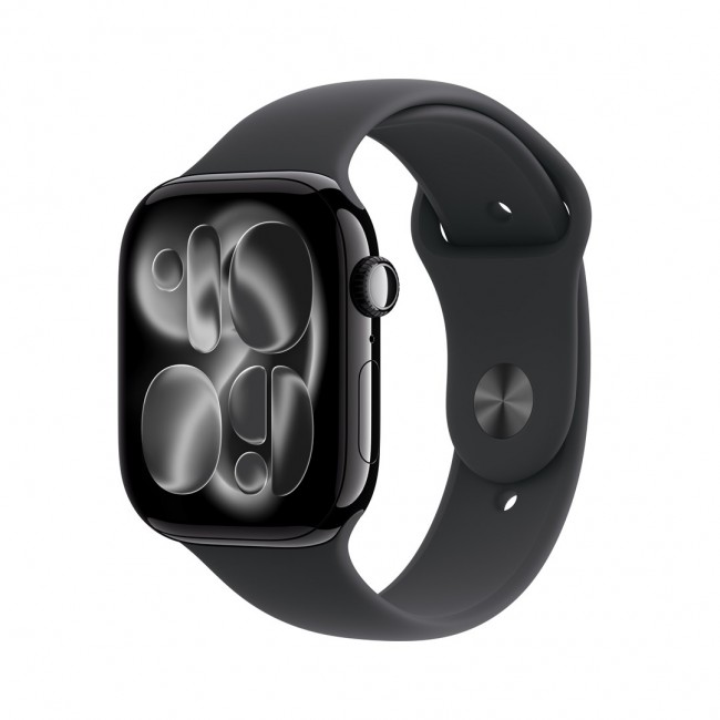 Apple Watch Series 11 GPS 46mm Jet Black Aluminium Case with Black Sport Band - M/L