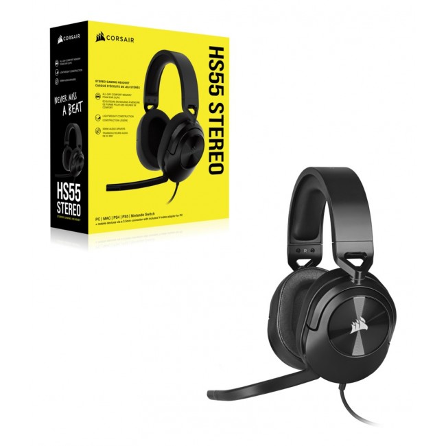 Corsair HS55 STEREO Headset Wired Head-band Gaming Carbon