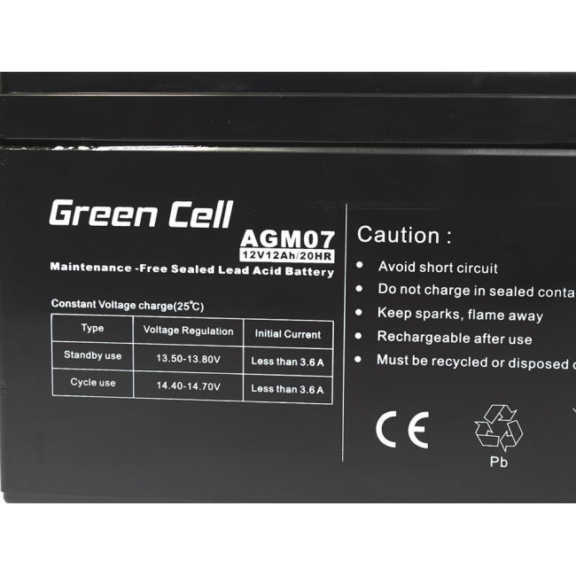 GREEN CELL GEL BATTERY AGM07 12V 12AH GREEN CELL GEL BATTERY AGM07 12V 12AH