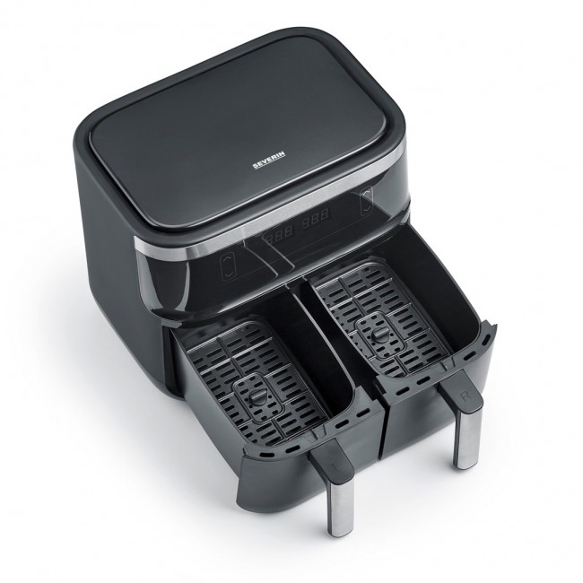 Severin FR 2453 fryer Double 3.25 L Stand-alone 2850 W Hot air fryer Black, Silver