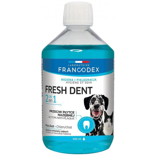 FRANCODEX Fresh dent oral hygiene liquid - dog/cat formula - 500ml FRANCODEX Fresh dent oral hygiene liquid - dog/cat formula - 500ml