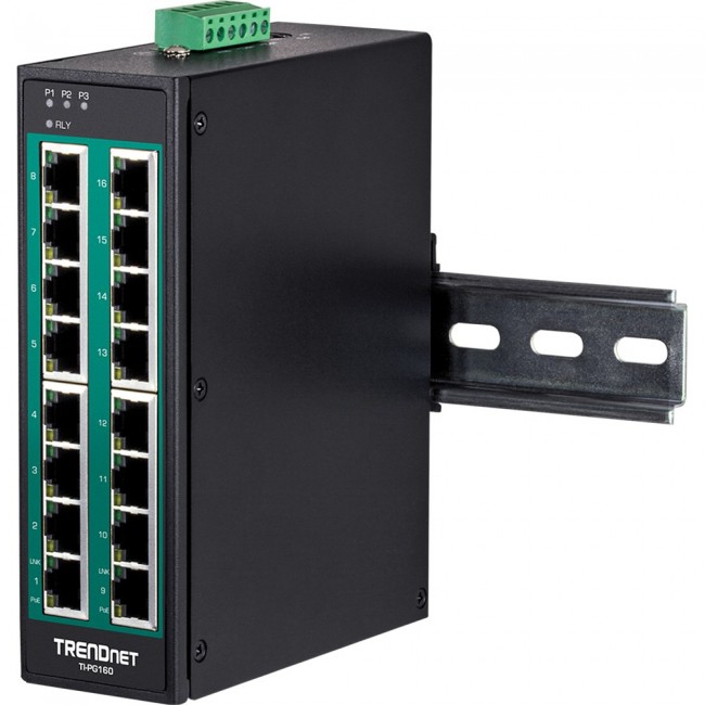 Trendnet TI-PG160 network switch Unmanaged Gigabit Ethernet (10/100/1000) Power over Ethernet (PoE) Black