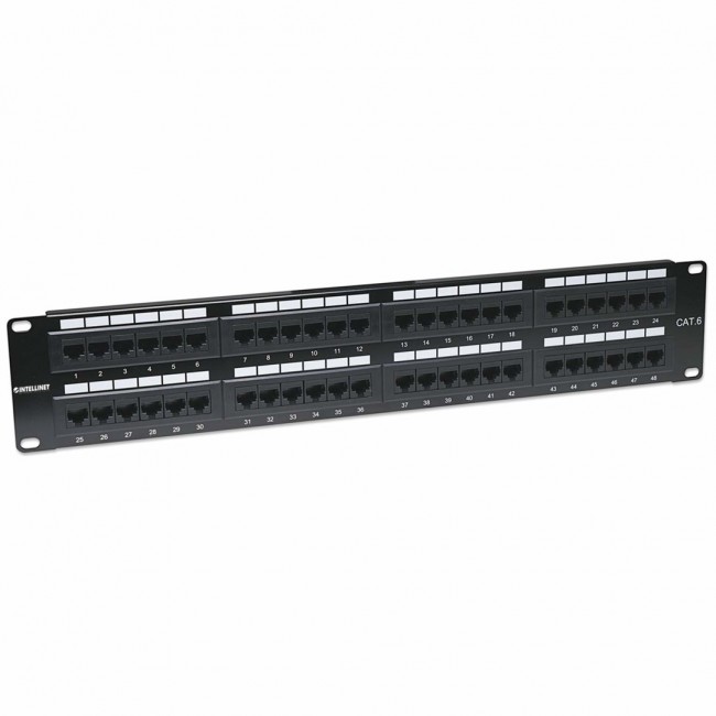 Intellinet Patch Panel, Cat6, UTP, 48-Port, 2U, Black Intellinet Patch Panel, Cat6, UTP, 48-Port, 2U, Black