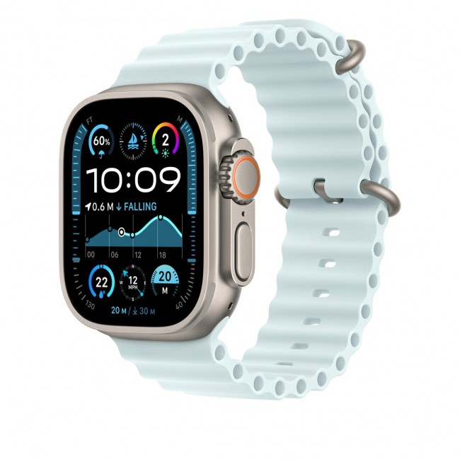 Apple 49mm Ice Blue Ocean Band Extension - Natural Titanium Finish Apple 49mm Ice Blue Ocean Band Extension - Natural Titanium Finish