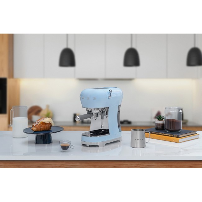Smeg ECF02PBEU coffee machine pastel blue