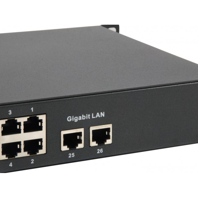 LevelOne 26-Port Fast Ethernet PoE Switch, 24 PoE Outputs, 2 x Gigabit RJ45, 150W