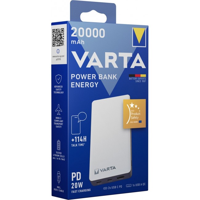 Varta Energy 20000 Lithium Polymer (LiPo) 20000 mAh Black, White
