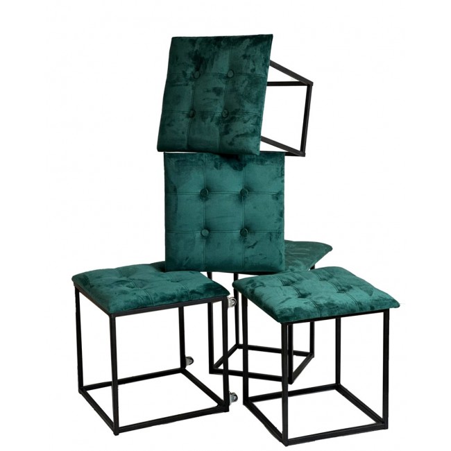 Puff-transformer 5in1 - 5 stools in 1 pouffe bottle green velvet