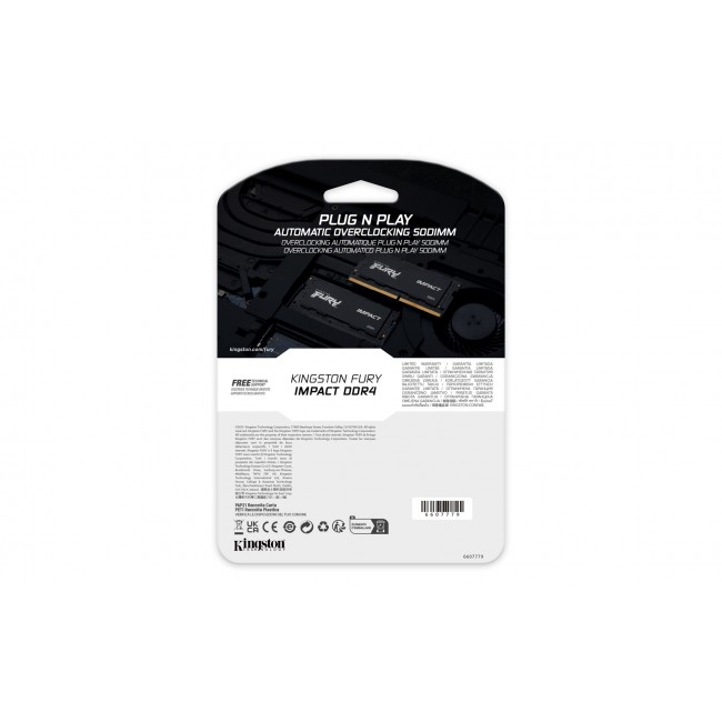 Kingston Technology FURY 32GB 3200MT/s DDR4 CL20 SODIMM Impact Kingston Technology FURY 32GB 3200MT/s DDR4 CL20 SODIMM Impact