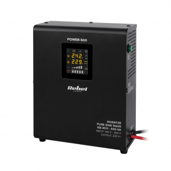 Rebel POWER-500 wall-mounted emergency power supply - inverter with pure sine wave and charging function 12V 230V 500VA/300W