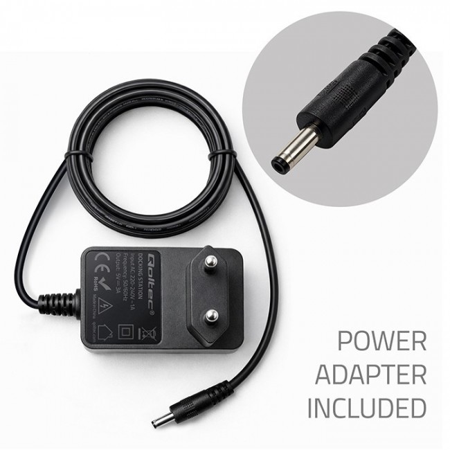 Qoltec 52366 M.2 NVMe SSD Docking Station | PCIe | USB-C | 20 Gb/s | DUAL 2 x 8TB | Offline cloning