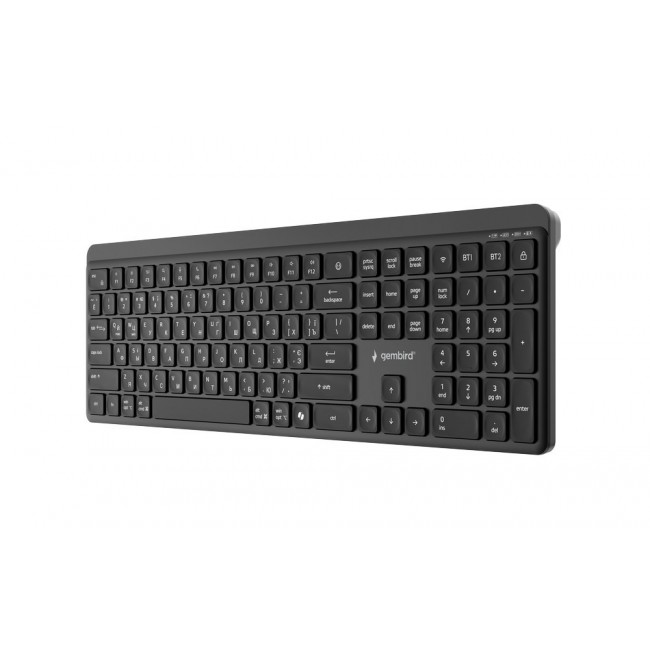 Gembird KB-WPS-03-CYRL Dual-mode pro-business slim wireless keyboard, 2.4G+BT, RU layout