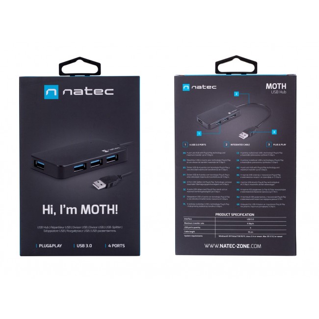 NATEC Hub USB 3.0 Moth (4 ports, black) NATEC Hub USB 3.0 Moth (4 ports, black)