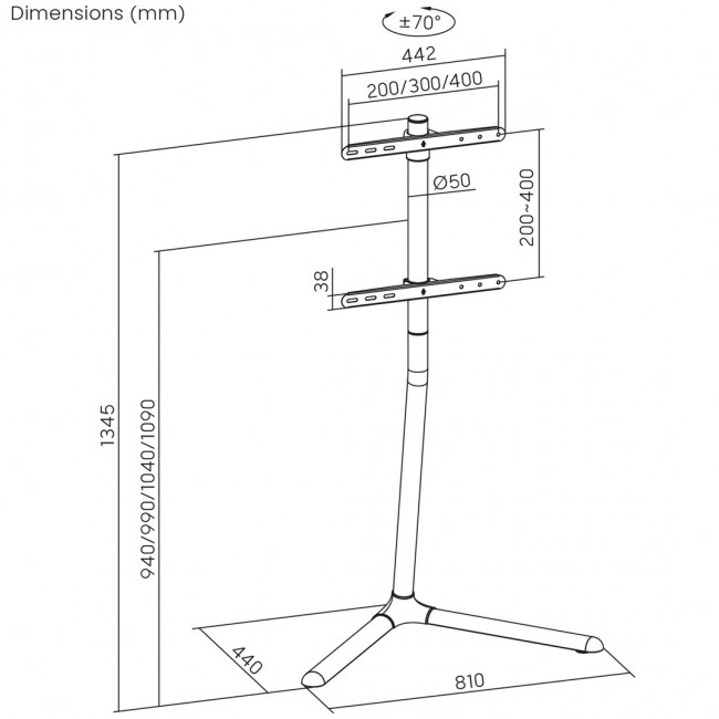 Maclean TV floor stand bracket, 32-70