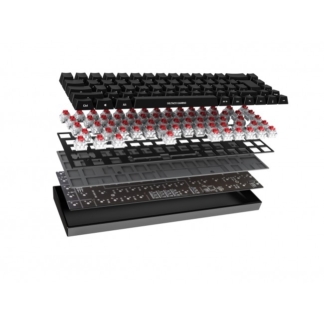 Deltaco Gaming GAM-100-DE keyboard USB + RF Wireless + Bluetooth QWERTZ German Black