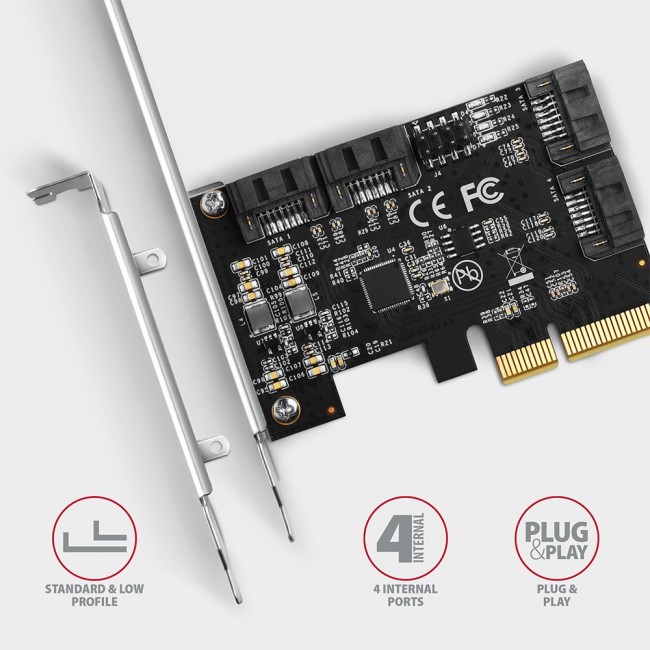 Axagon PCES-SA4X4 PCIe controller - 4x internal SATA 6G port, ASM1164, SP & LP