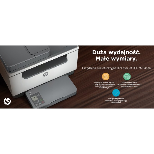 HP LaserJet MFP M234sdn Printer, Black and white, Printer for Small office, Print, copy, scan, Scan to email Scan to PDF Compact Size Energy Efficient Fast 2 sided printing 40-sheet ADF