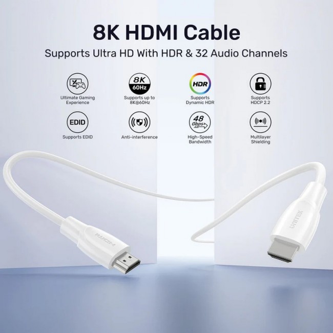 UNITEK HDMI 2.1 8K HDR Cable White 1.5 m