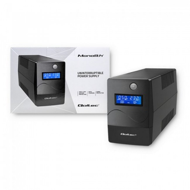 Qoltec Monolith uninterruptible power supply (UPS) Double-conversion (Online) 0.65 kVA 360 W 2 AC outlet(s) Qoltec Monolith uninterruptible power supply (UPS) Double-conversion (Online) 0.65 kVA 360 W 2 AC outlet(s)