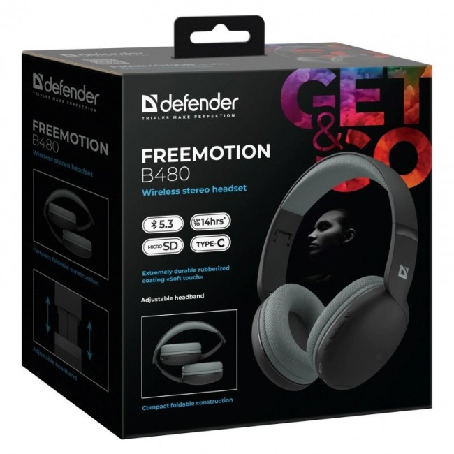 HEADPHONES DEFENDER BLUETOOTH FREEMOTION B480 BLACK HEADPHONES DEFENDER BLUETOOTH FREEMOTION B480 BLACK