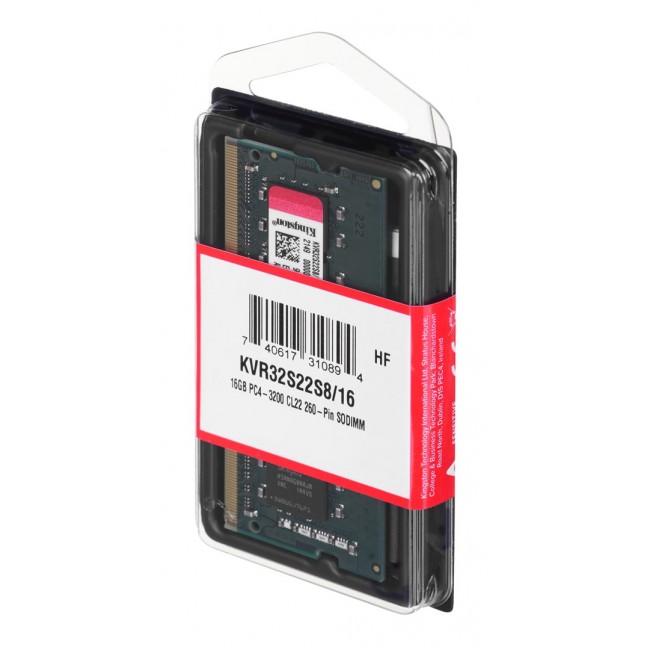 Kingston Technology KVR32S22S8/16 memory module 16 GB 1 x 16 GB DDR4 3200 MHz Kingston Technology KVR32S22S8/16 memory module 16 GB 1 x 16 GB DDR4 3200 MHz