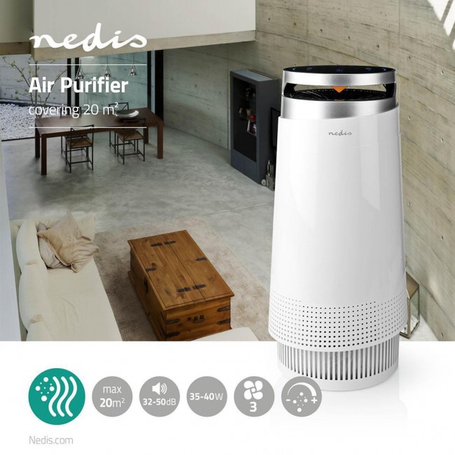 Nedis AIPU100CWT air purifier 20 m 50 dB 35 W Black, White Nedis AIPU100CWT air purifier 20 m 50 dB 35 W Black, White