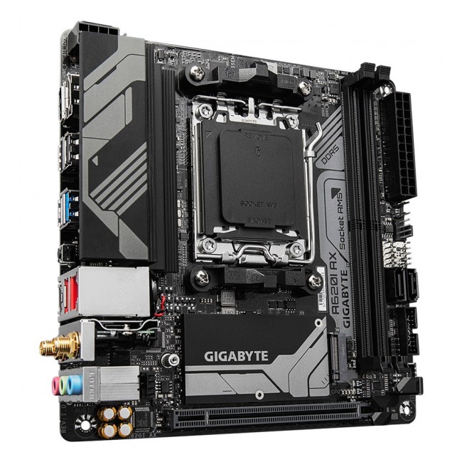 Gigabyte A620I AX 1.0 Processor family AMD Processor socket AM5 DDR5 DIMM Supported hard disk drive interfaces SATA, M.2 Number of SATA connectors 2